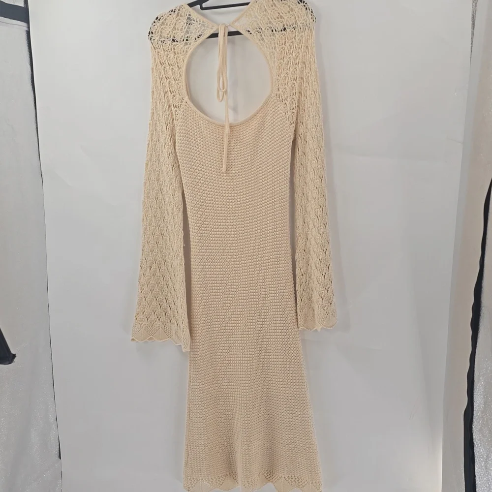 4SI3NNA Cream Knit Dress with Bell Sleeves - Picture 11 of 11